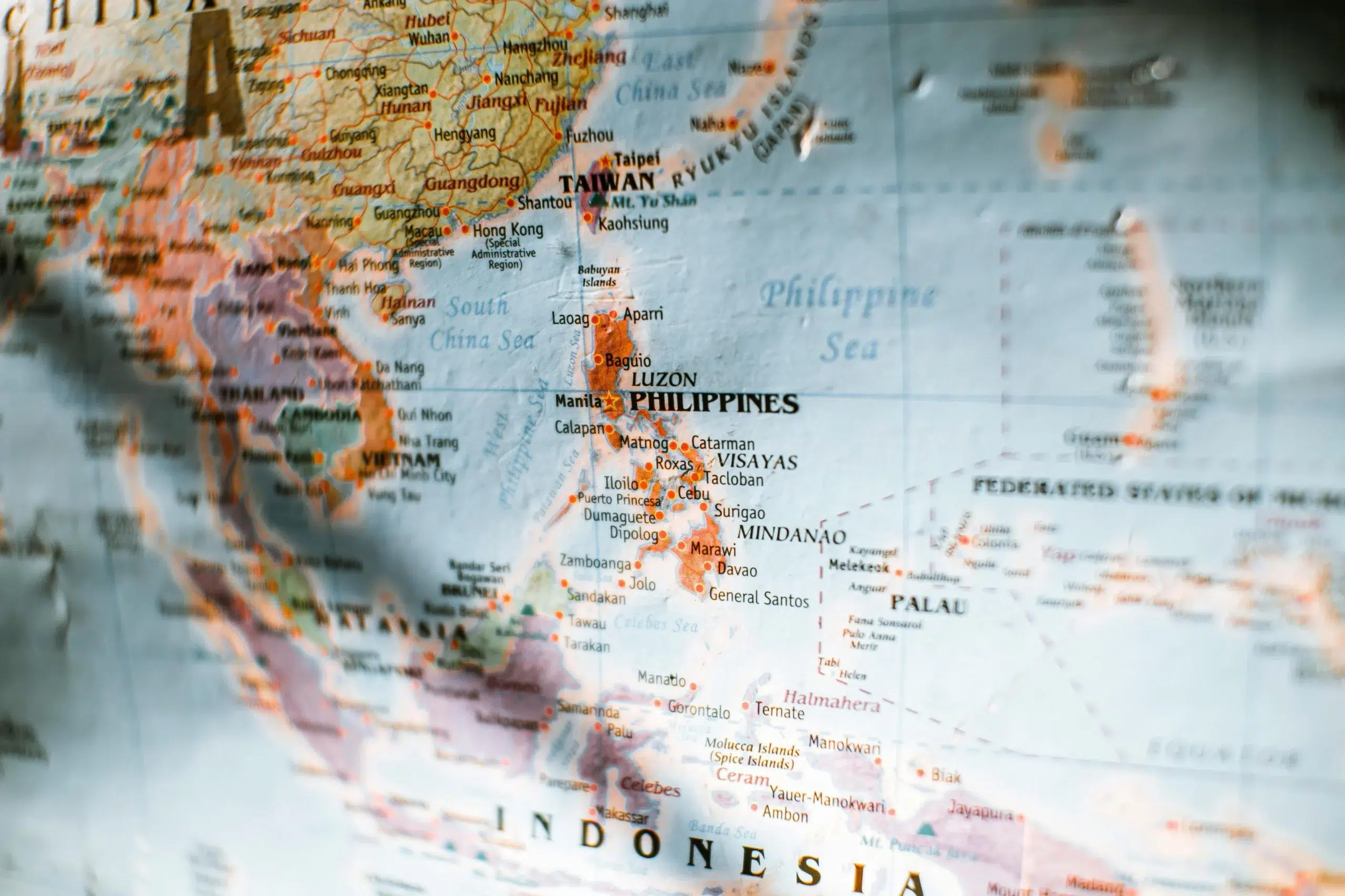 A detailed map focusing on the Philippines and Southeast Asia, representing the APAC operations market for ERP and CMMS solutions.