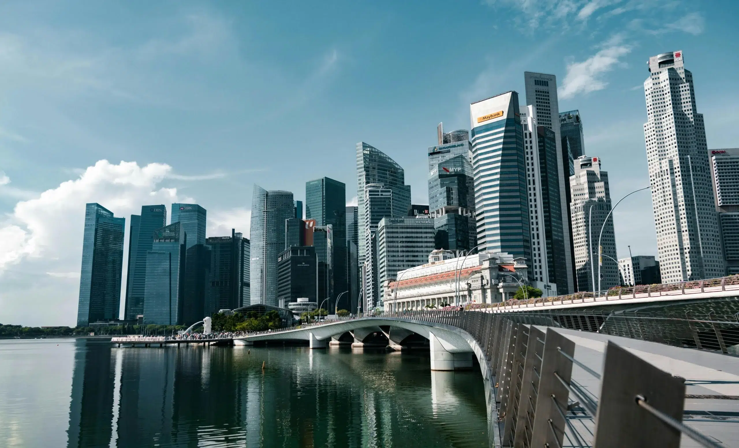 A view of the Singapore financial district and Esplanade Bridge, representing the regulatory environment and top 5 ERP vendors in Singapore.